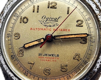 1950 's Ogival Automatic Rotarex 21 Jewels Incabloc Swiss Made Vintage Men's Watch Fisk Works!