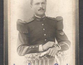 French Military Cabinet Card Real Photo Named Officer 147th Infantry Regiment Verdun c.1900 Louis Lambelin