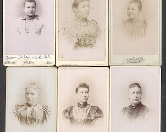 Lot of 6 CDV French Cabinet Cards Real Photo Women Fashion Portraits 1880s-1900s Lille Maubeuge Roubaix