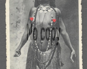 1920 's Vintage Original Photograph African Tribal Woman Traditional Jewelry — Colonial Era Ethnographic Photography Black and White