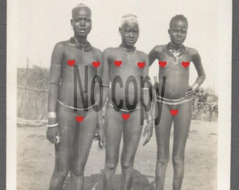 1920 's Vintage Original Photograph African Tribal Woman Traditional Jewelry — Colonial Era Ethnographic Photography Black and White