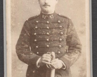 French Military Cabinet Card Real Photo 27th Hussar Sabre Douai c.1880 A. Carette Paris