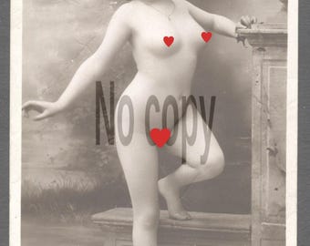 Antique French Nude Postcard Serie 55 Publisher JA — Belle Époque Real Photo — Original 1900s-1910s Private Mailing Card