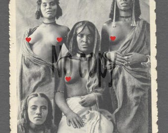 1920 's Vintage Original Photograph African Tribal Woman Traditional Jewelry — Colonial Era Ethnographic Photography Black and White