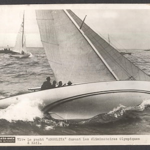1930-talets vintage segelbåt Embark III Olympiska uttagningar fotografi - Kiel - Perissoff Publisher