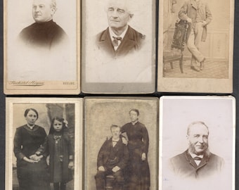 Lot of 6 French Belgian CDV Cabinet Cards Real Photo Men & Family Portraits 1860s-1900s Named Despinoy Lille