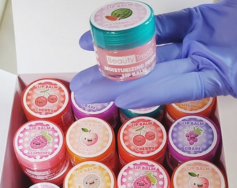 Lipgloss Bundle Packs - Moisturizing Fruity Lip Balm by Beauty Treats - Cherry Grape Raspberry Melon Peach Watermelon