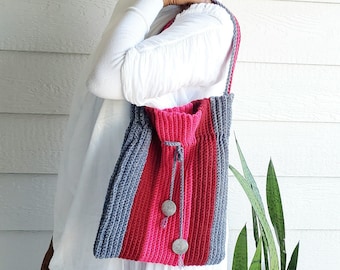 Dragonfruit Drawstring Shoulder Crochet Bag