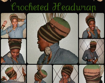 The Earthy Urban Turban Crocheted Head-wrap - MADE TO ORDER - Wrapping Tutorial also provided (Link is Below)