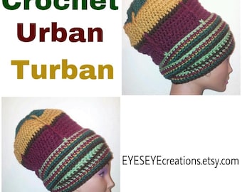The Urban Turban Crocheted Head-wrap - MADE TO ORDER - Wrapping Tutorial also provided (Link is Below)