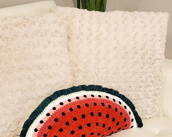 Watermelon Crochet Decorative Pillow or Plushie  - Stuffed Food Amigurumi