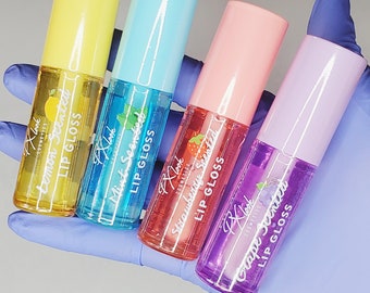 Lipgloss Bundle Packs - Party Favors - Scented Fruity Lip Gloss by PX Look  - Lemon - Mint - Strawberry - Grape