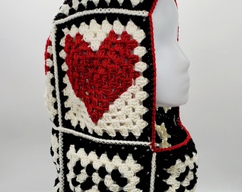 Heart United for Palestine - Crochet Balaclava Hoodie for Gaza - Inspired by the Keffiyeh