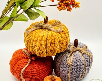 Fall Season Decorative Pumpkins | Crochet Decor for Autumn | Rustic, Farmhouse, Chunky | Table Toppers for Thanksgiving by EYESEYE