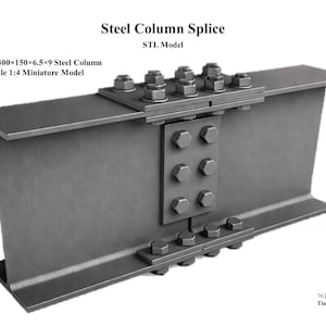 Miniatur Stahlsäule Spleißverbindung - 3D Druckbares STL Modell (Maßstab 1:4)