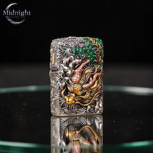 Briquet en métal à collectionner, cadeau pour lui, style zippo, dragon 3D gravé, briquet de poche coupe-vent, pièce de collection rare fabriquée aux États-Unis image 6
