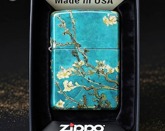 Briquet en métal d'art vintage cadeau pour elle, fleurs florales, peinture design briquet de poche coupe-vent élégant à collectionner, pièce tendance haut de gamme