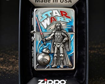 Futuristisches Raum Krieger Metall Feuerzeug Geschenk für Ihn, Galaktischer Säbel Ritter Droid Design Winddicht Taschenfeuerzeug Sammlerstück Premium Stück