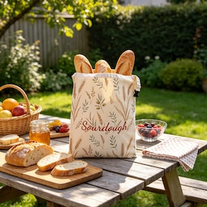 Personlig brödpåse, förvaring av surdeg med eget namn, handgjord kökspresent, present till brödbagare, inflyttningsdekor