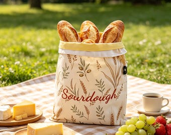 Personalized Beeswax Bread Bag, Custom Name Sourdough Keeper, Reusable Loaf Storage, Bread Baker Gift, Kitchen Accessory