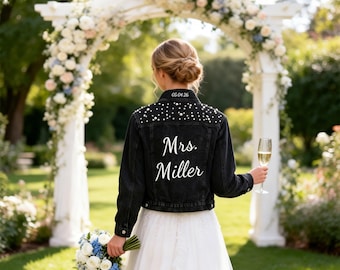 Future Mrs Bride Denim Jacket, Embroidered Custom Personalized Jacket, Wedding Jean Jacket Unique Gift for Bride