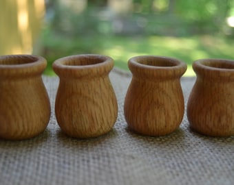 Set of Four Wooden Pots / Cups - Sealed with Beeswax Polish -  for the Waldorf Inspired Play Kitchen