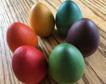 Medium Wooden Easter Eggs Sealed with Homemade Beeswax Polish to Celebrate Easter and Spring - 6 Medium Size Eggs