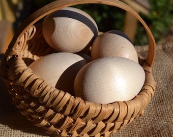 Unfinished 2 1/2" Large Wooden Eggs - One Dozen - Ready to paint and polish for Easter