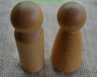 Giant Peg People Couple - Sealed with Beeswax Polish - Waldorf Inspired Pieces for Creative Play
