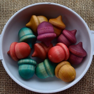 Pastel Colored and Polished Wooden Acorns Waldorf Inspired Pieces for ...