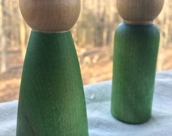 Giant Colored Peg Couple- Sealed with Beeswax Polish - Waldorf Inspired Pieces for Creative Play