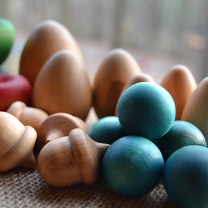 Waldorf Play Food Medley Wooden eggs, apples, acorns and berries for the Waldorf Inspired Play Kitchen image 4