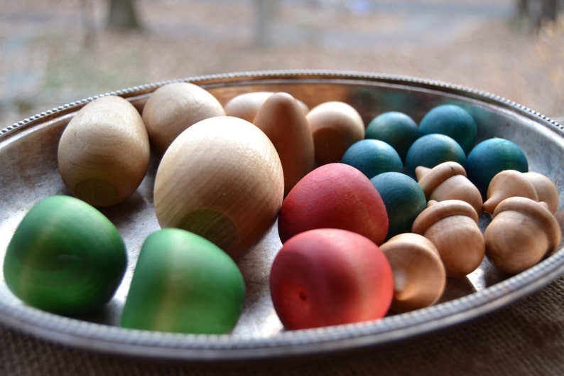 Waldorf Play Food Medley Wooden eggs, apples, acorns and berries for the Waldorf Inspired Play Kitchen image 2