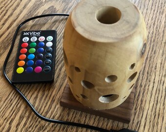 Handmade Wooden Mood Light / Nightlight - Remote Control with 16 Colors - Calming Room Accessory / Decor with Gentle Color Lighting