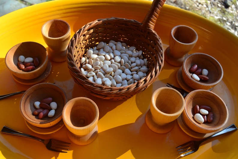Wooden Play Dish Set Wooden Bowls Plates and Cups for the Etsy