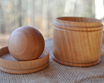 Object Permanence Baby Box - Large Ball Inside Wooden Container with Lid - for Waldorf and Montessori Inspired Learning