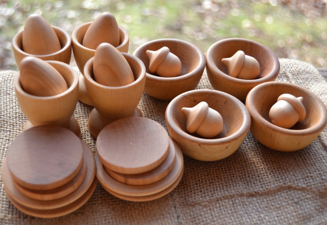 Deluxe Wooden Play Kitchen Set 24 Dishes and Food: Bowls, Plates, Cups ...