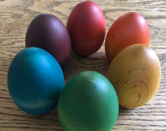 Large Wooden Easter Eggs Sealed with Homemade Beeswax Polish to Celebrate Easter and Spring - Large Size Eggs