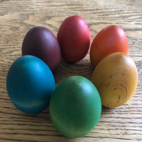 Large Wooden Easter Eggs Sealed with Homemade Beeswax Polish to Celebrate Easter and Spring - Large Size Eggs
