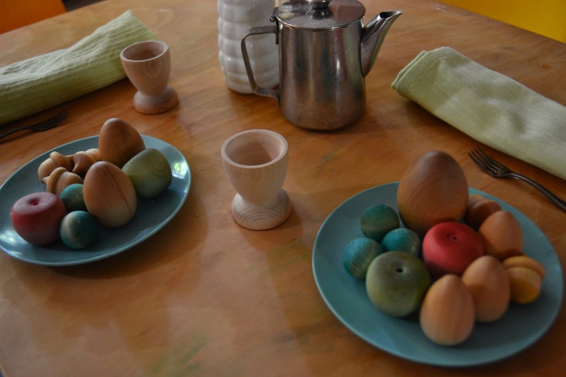 Waldorf Play Food Medley Wooden eggs, apples, acorns and berries for the Waldorf Inspired Play Kitchen image 5