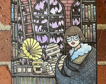 Original Painting - Mummy Library