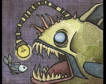 Angler Fish signed 8x8 Print