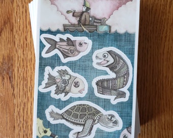 Fish sticker sheet 4"x6"