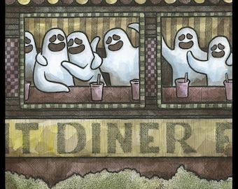 8x8 signed Ghost Diner 2 Print