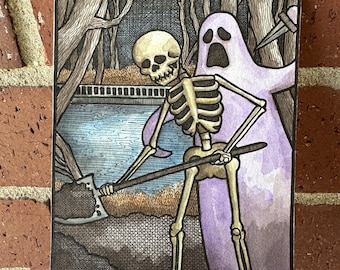 Original Painting - Skeleton Shovel