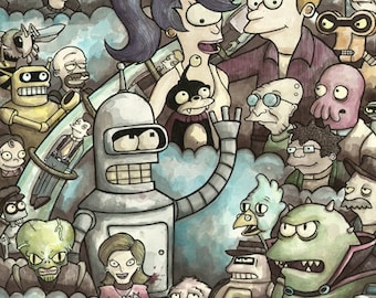 Futurama 11X17 print signed by Patric Bates