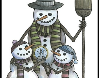 Snowmen With Snow Globe - Signed 8x10 print