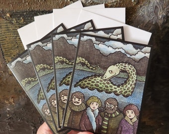 Loch Ness- set of 4 Greeting Cards and Envelopes