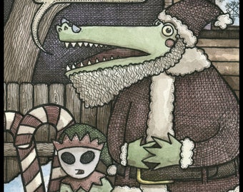 Alligator Santa - Signed 8x10 Print