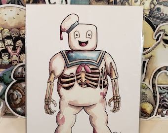 Stampa firmata 8x10 di Stay Puft Marshmallow Man Skeleton Ghostbusters